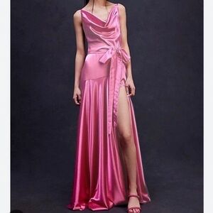 Bronx and Banco Pink Satin Maxi Dress